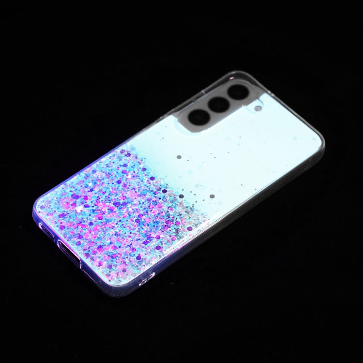 For Samsung Galaxy S24 5G Transparent Frame Noctilucent Glitter Powder TPU Phone Case(Purple) - HoMEdemic™ 