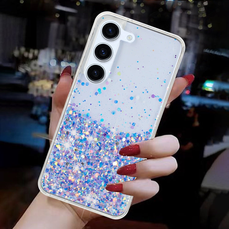 For Samsung Galaxy S24 5G Transparent Frame Noctilucent Glitter Powder TPU Phone Case(Purple) - HoMEdemic™ 