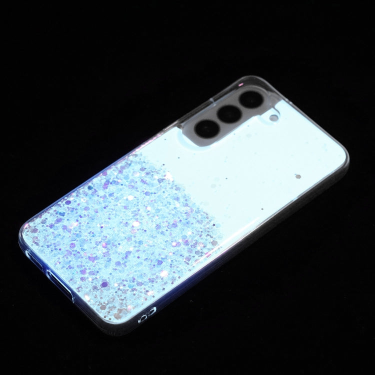 For Samsung Galaxy S24 5G Transparent Frame Noctilucent Glitter Powder TPU Phone Case(White) - HoMEdemic™ 