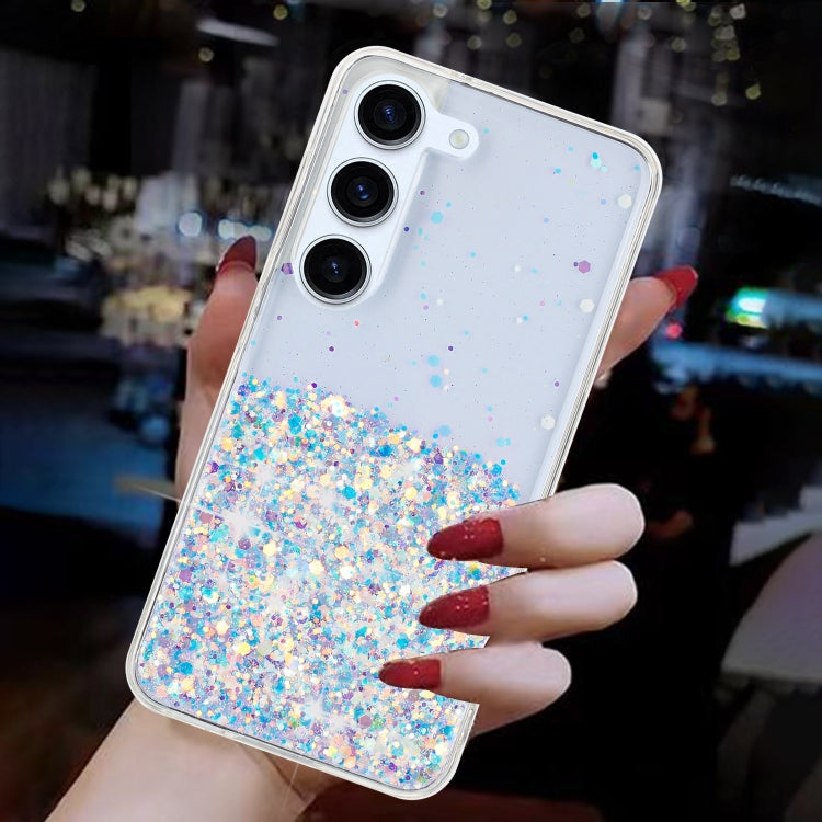 For Samsung Galaxy S24 5G Transparent Frame Noctilucent Glitter Powder TPU Phone Case(White) - HoMEdemic™ 