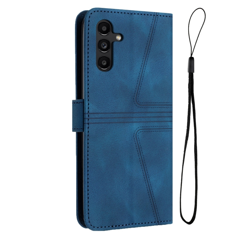 For Samsung Galaxy S24 5G Triangle Solid Color Leather Phone Case(Blue) - HoMEdemic™ 