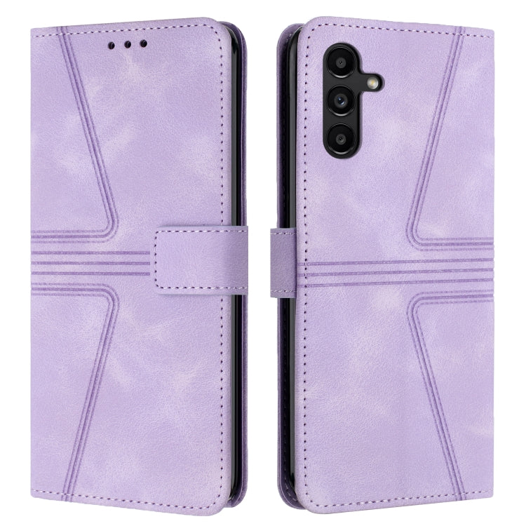For Samsung Galaxy S24 5G Triangle Solid Color Leather Phone Case(Purple) - HoMEdemic™ 