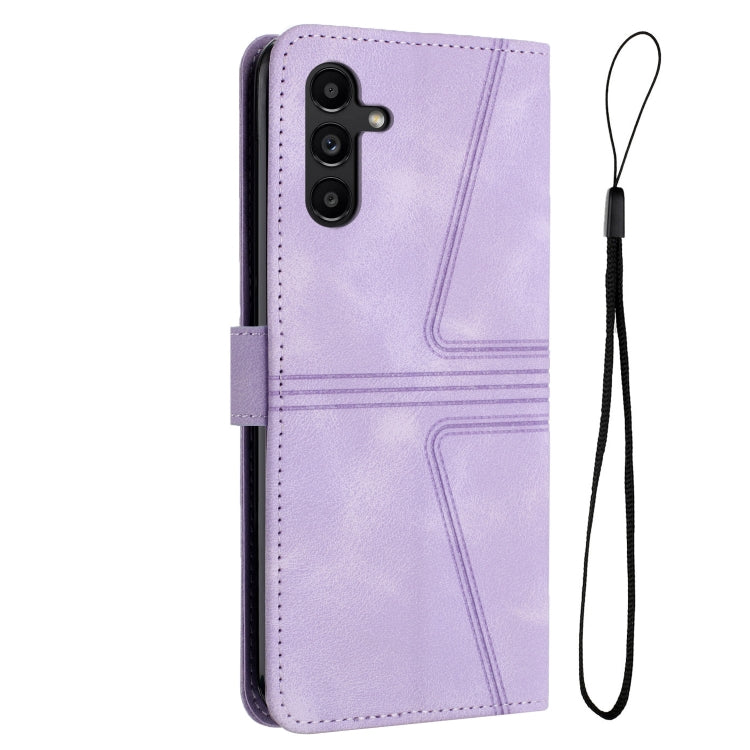 For Samsung Galaxy S24 5G Triangle Solid Color Leather Phone Case(Purple) - HoMEdemic™ 