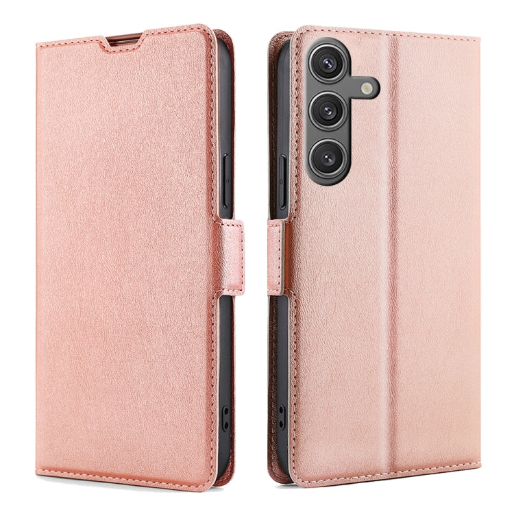 For Samsung Galaxy S24 5G Ultra-thin Voltage Side Buckle Horizontal Flip Leather Phone Case(Rose Gold) - HoMEdemic™ 
