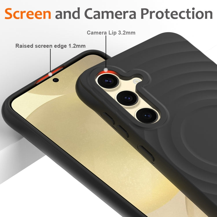 For Samsung Galaxy S24 5G Wave Texture MagSafe Magnetic Liquid Silicone Phone Case(Black) - HoMEdemic™ 