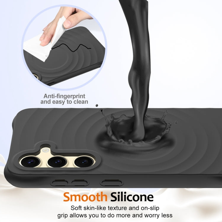 For Samsung Galaxy S24 5G Wave Texture MagSafe Magnetic Liquid Silicone Phone Case(Black) - HoMEdemic™ 