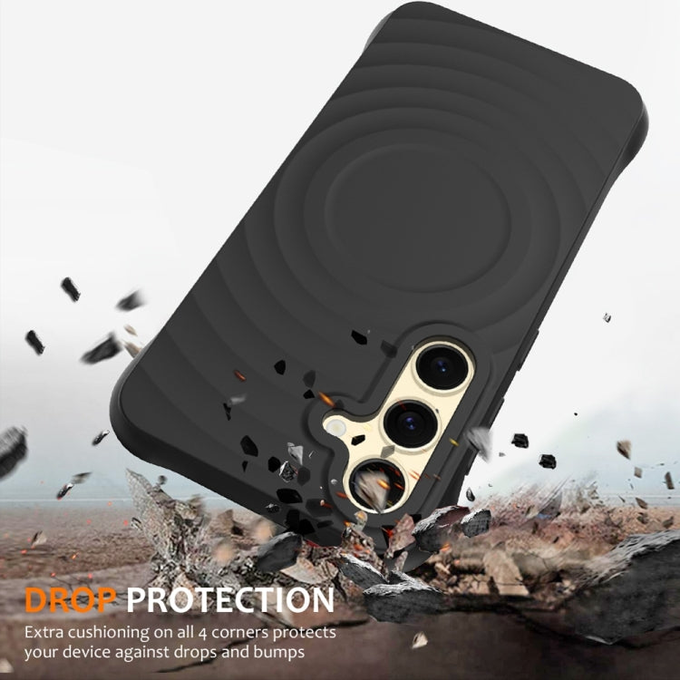 For Samsung Galaxy S24 5G Wave Texture MagSafe Magnetic Liquid Silicone Phone Case(Black) - HoMEdemic™ 