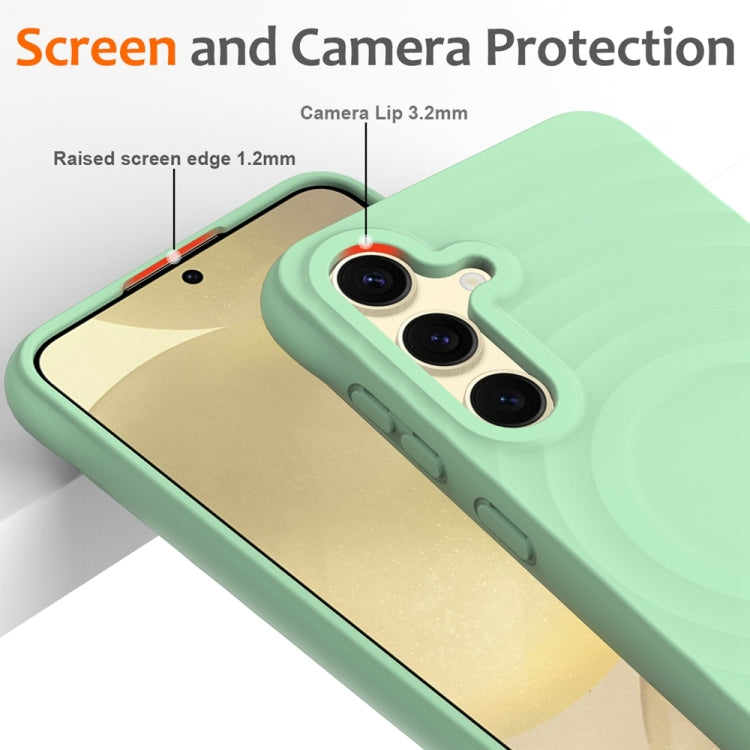 For Samsung Galaxy S24 5G Wave Texture MagSafe Magnetic Liquid Silicone Phone Case(Green) - HoMEdemic™ 