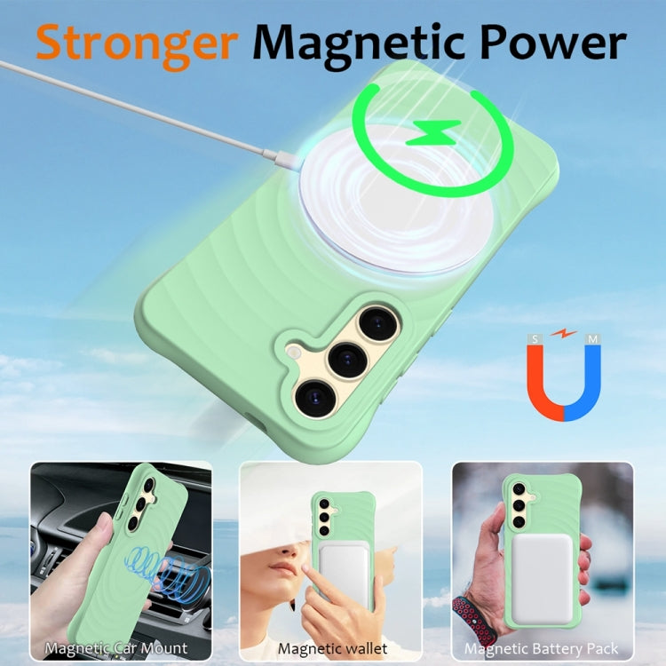 For Samsung Galaxy S24 5G Wave Texture MagSafe Magnetic Liquid Silicone Phone Case(Green) - HoMEdemic™ 