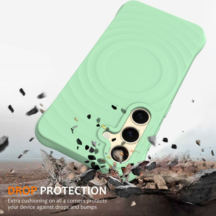 For Samsung Galaxy S24 5G Wave Texture MagSafe Magnetic Liquid Silicone Phone Case(Green) - HoMEdemic™ 