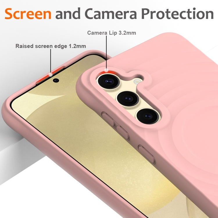 For Samsung Galaxy S24 5G Wave Texture MagSafe Magnetic Liquid Silicone Phone Case(Pink) - HoMEdemic™ 