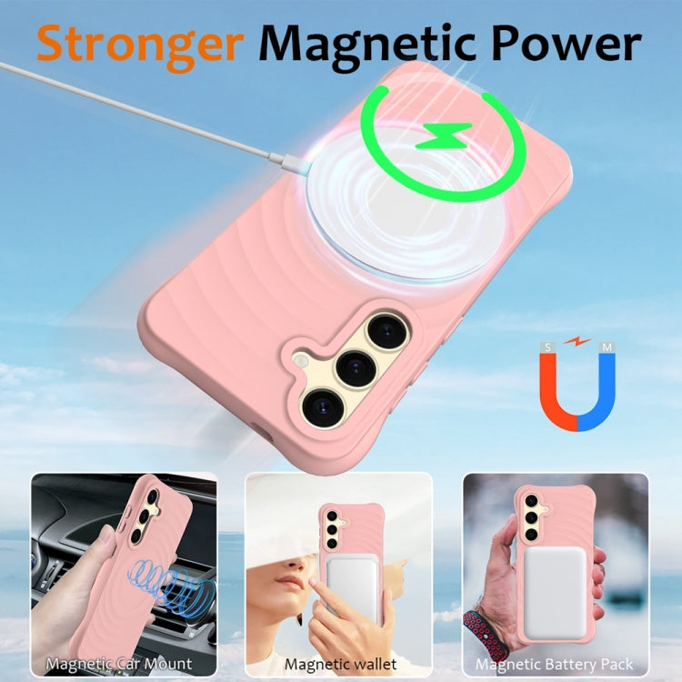 For Samsung Galaxy S24 5G Wave Texture MagSafe Magnetic Liquid Silicone Phone Case(Pink) - HoMEdemic™ 