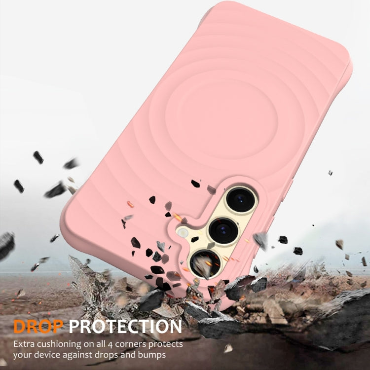 For Samsung Galaxy S24 5G Wave Texture MagSafe Magnetic Liquid Silicone Phone Case(Pink) - HoMEdemic™ 