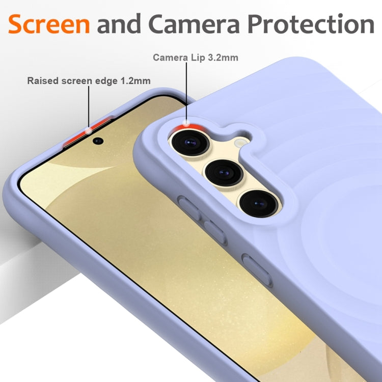 For Samsung Galaxy S24 5G Wave Texture MagSafe Magnetic Liquid Silicone Phone Case(Purple) - HoMEdemic™ 
