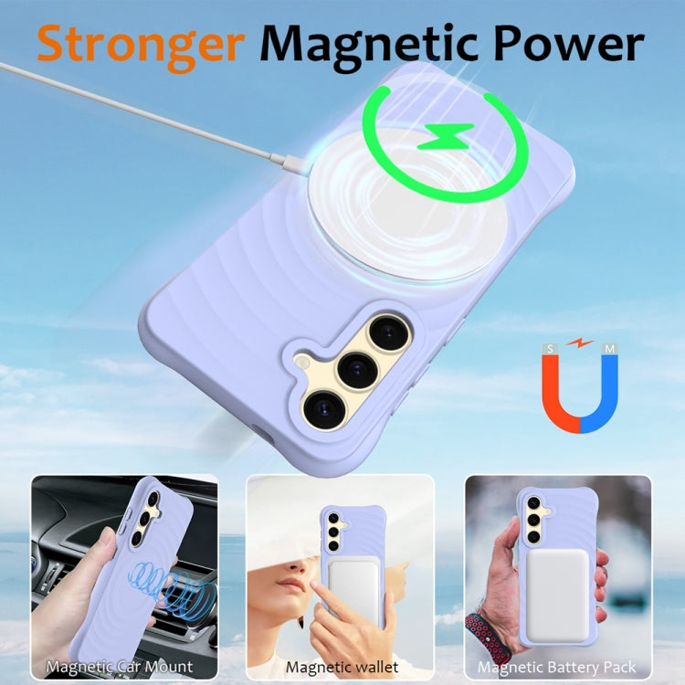 For Samsung Galaxy S24 5G Wave Texture MagSafe Magnetic Liquid Silicone Phone Case(Purple) - HoMEdemic™ 