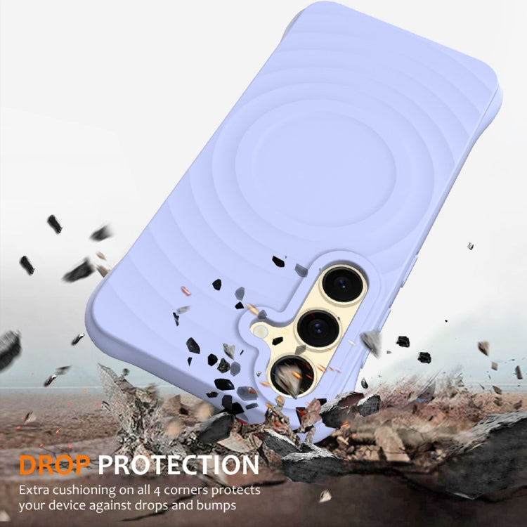 For Samsung Galaxy S24 5G Wave Texture MagSafe Magnetic Liquid Silicone Phone Case(Purple) - HoMEdemic™ 