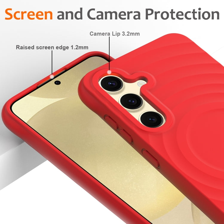 For Samsung Galaxy S24 5G Wave Texture MagSafe Magnetic Liquid Silicone Phone Case(Red) - HoMEdemic™ 