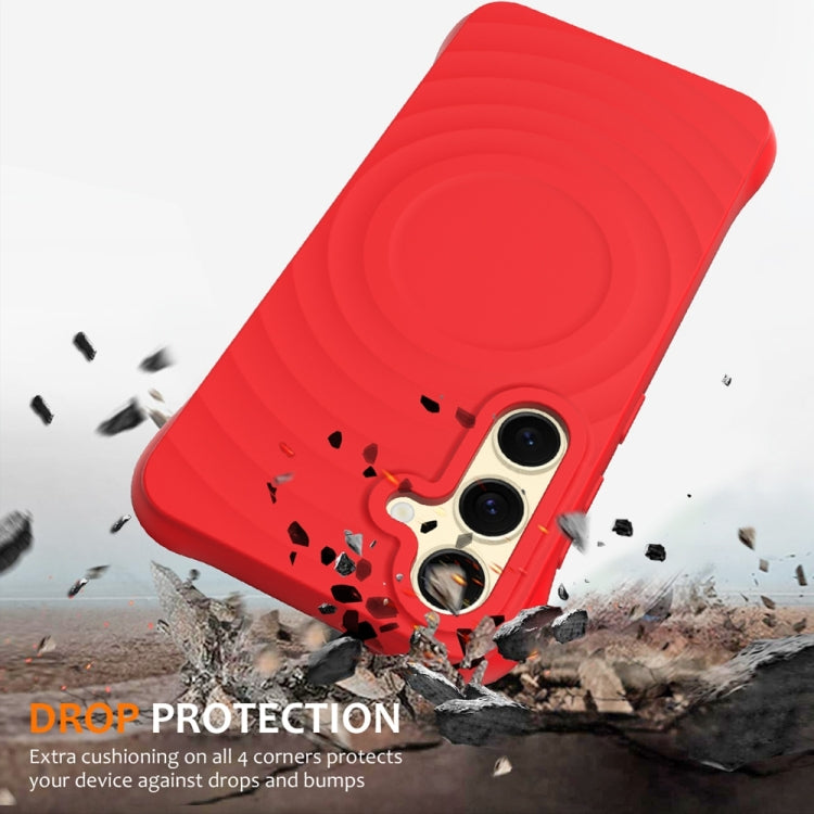For Samsung Galaxy S24 5G Wave Texture MagSafe Magnetic Liquid Silicone Phone Case(Red) - HoMEdemic™ 