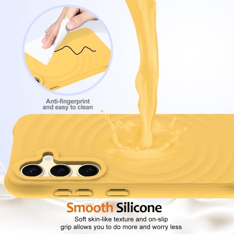 For Samsung Galaxy S24 5G Wave Texture MagSafe Magnetic Liquid Silicone Phone Case(Yellow) - HoMEdemic™ 