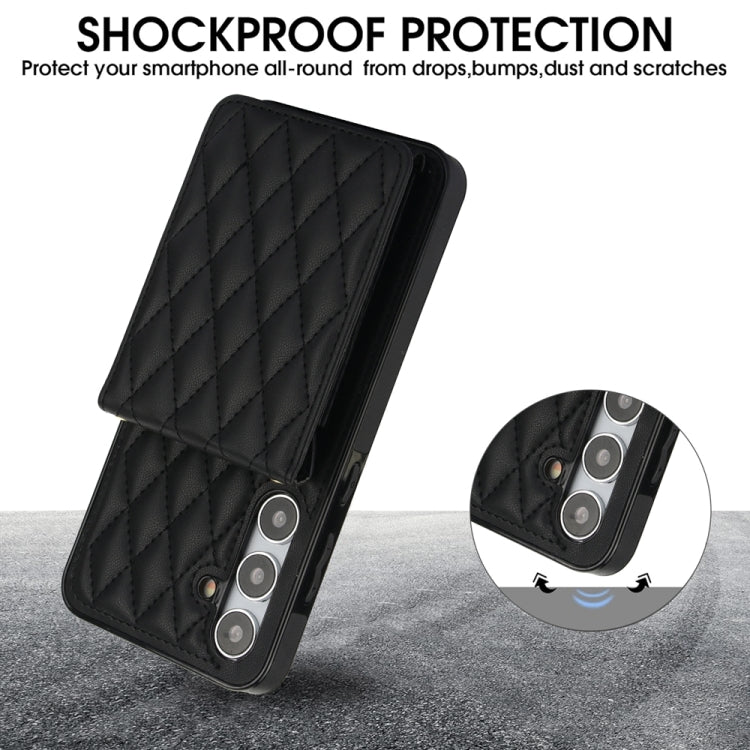 For Samsung Galaxy S24 5G YM015 Crossbody Rhombic Card Bag RFID Phone Case(Black) - HoMEdemic™ 