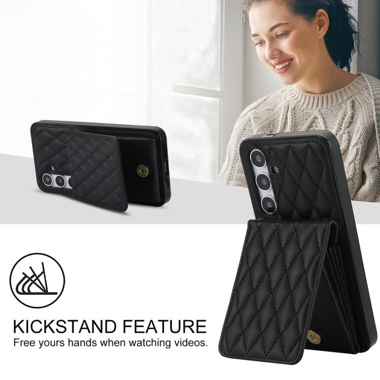 For Samsung Galaxy S24 5G YM015 Crossbody Rhombic Card Bag RFID Phone Case(Black) - HoMEdemic™ 