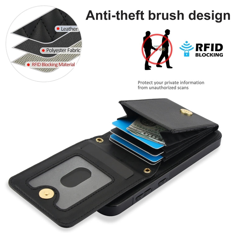 For Samsung Galaxy S24 5G YM015 Crossbody Rhombic Card Bag RFID Phone Case(Black) - HoMEdemic™ 
