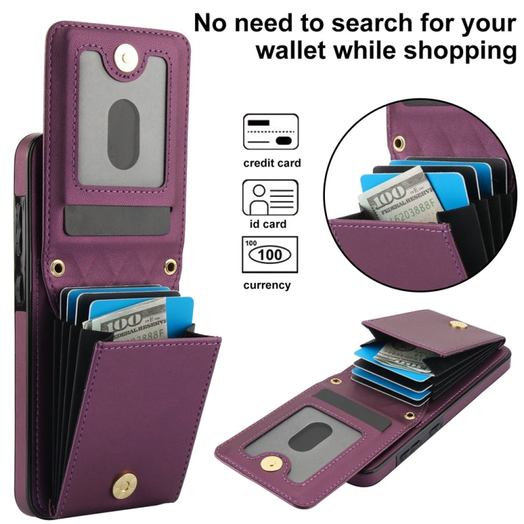 For Samsung Galaxy S24 5G YM015 Crossbody Rhombic Card Bag RFID Phone Case(Dark Purple) - HoMEdemic™ 