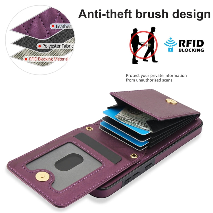 For Samsung Galaxy S24 5G YM015 Crossbody Rhombic Card Bag RFID Phone Case(Dark Purple) - HoMEdemic™ 