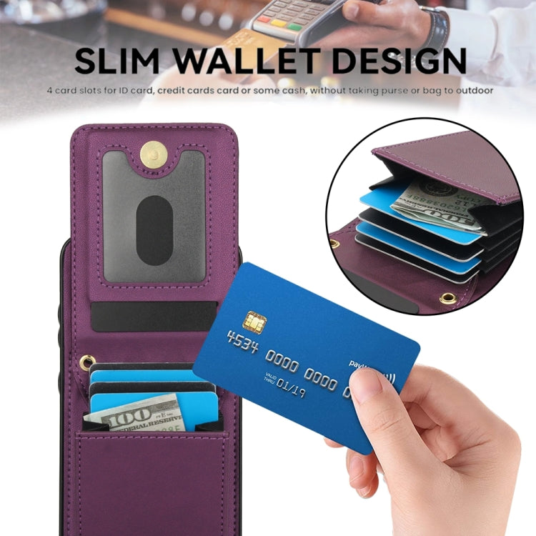 For Samsung Galaxy S24 5G YM015 Crossbody Rhombic Card Bag RFID Phone Case(Dark Purple) - HoMEdemic™ 