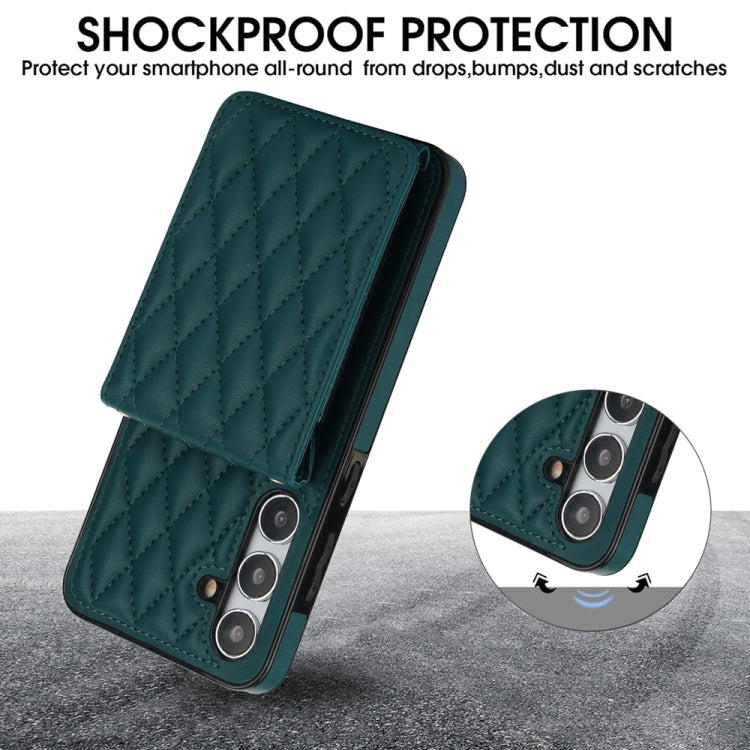 For Samsung Galaxy S24 5G YM015 Crossbody Rhombic Card Bag RFID Phone Case(Green) - HoMEdemic™ 