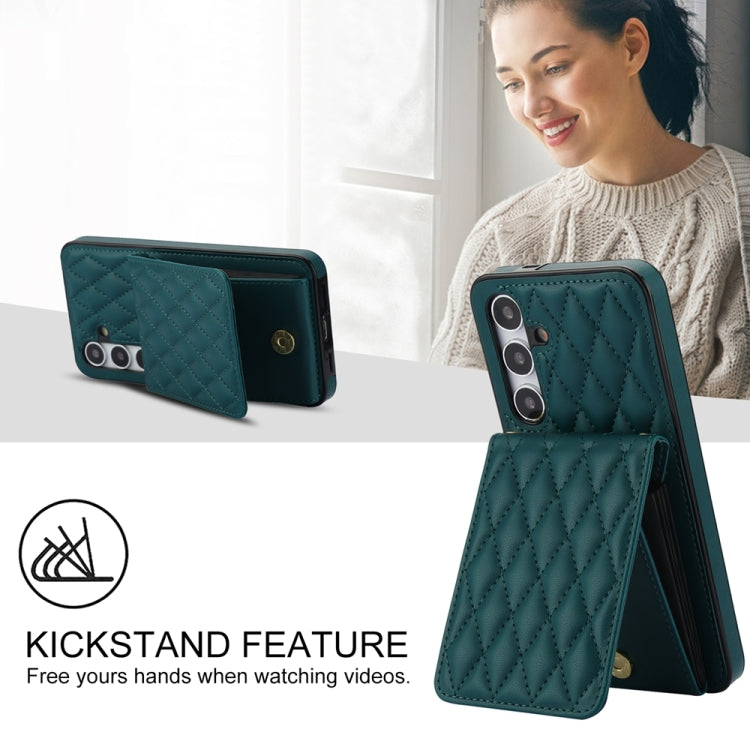 For Samsung Galaxy S24 5G YM015 Crossbody Rhombic Card Bag RFID Phone Case(Green) - HoMEdemic™ 