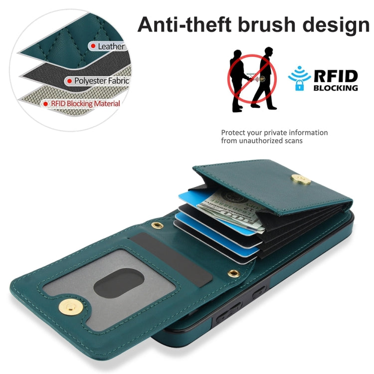 For Samsung Galaxy S24 5G YM015 Crossbody Rhombic Card Bag RFID Phone Case(Green) - HoMEdemic™ 