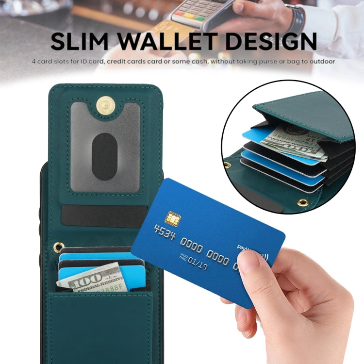 For Samsung Galaxy S24 5G YM015 Crossbody Rhombic Card Bag RFID Phone Case(Green) - HoMEdemic™ 