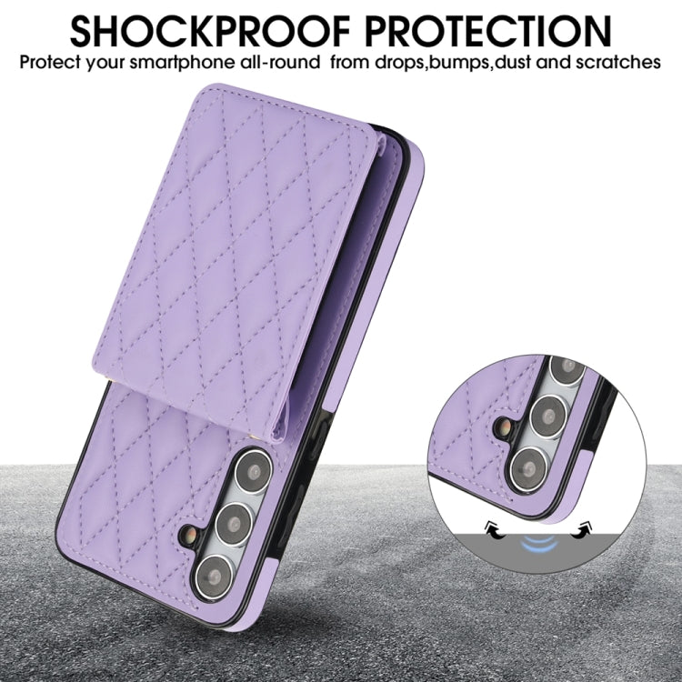 For Samsung Galaxy S24 5G YM015 Crossbody Rhombic Card Bag RFID Phone Case(Light Purple) - HoMEdemic™ 