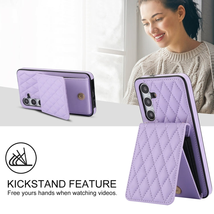 For Samsung Galaxy S24 5G YM015 Crossbody Rhombic Card Bag RFID Phone Case(Light Purple) - HoMEdemic™ 