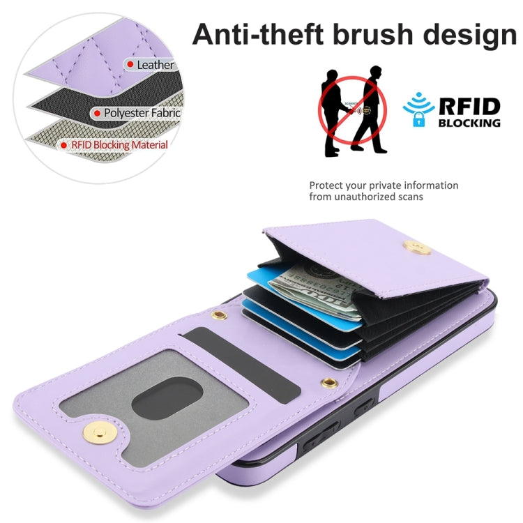 For Samsung Galaxy S24 5G YM015 Crossbody Rhombic Card Bag RFID Phone Case(Light Purple) - HoMEdemic™ 