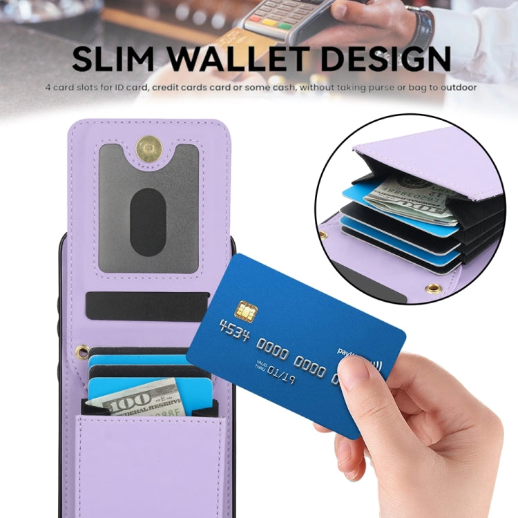 For Samsung Galaxy S24 5G YM015 Crossbody Rhombic Card Bag RFID Phone Case(Light Purple) - HoMEdemic™ 