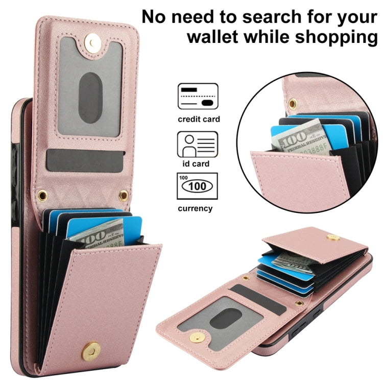 For Samsung Galaxy S24 5G YM015 Crossbody Rhombic Card Bag RFID Phone Case(Rose Gold) - HoMEdemic™ 