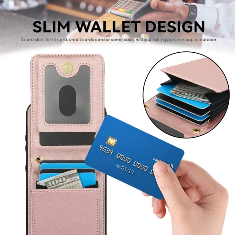 For Samsung Galaxy S24 5G YM015 Crossbody Rhombic Card Bag RFID Phone Case(Rose Gold) - HoMEdemic™ 