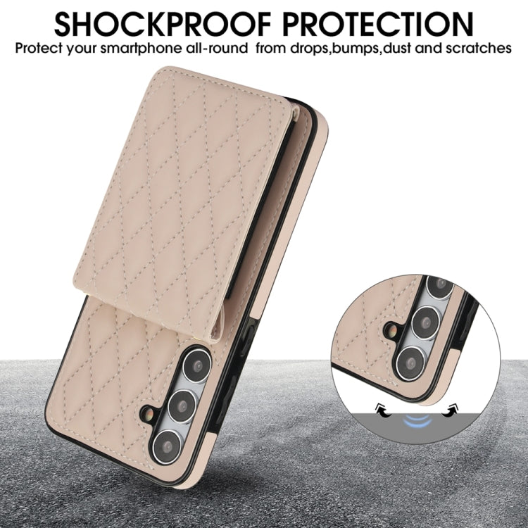 For Samsung Galaxy S24 5G YM015 Crossbody Rhombic Card Bag RFID Phone Case(White) - HoMEdemic™ 