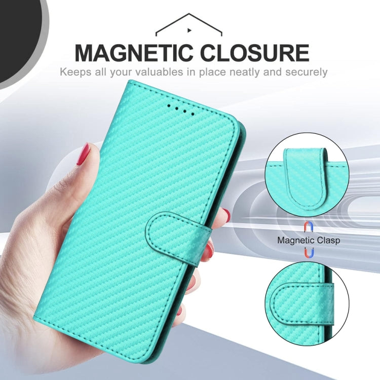 For Samsung Galaxy S24 5G YX0070 Carbon Fiber Buckle Leather Phone Case with Lanyard(Light Blue) - HoMEdemic™ 