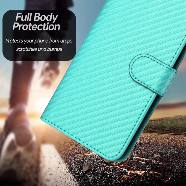For Samsung Galaxy S24 5G YX0070 Carbon Fiber Buckle Leather Phone Case with Lanyard(Light Blue) - HoMEdemic™ 
