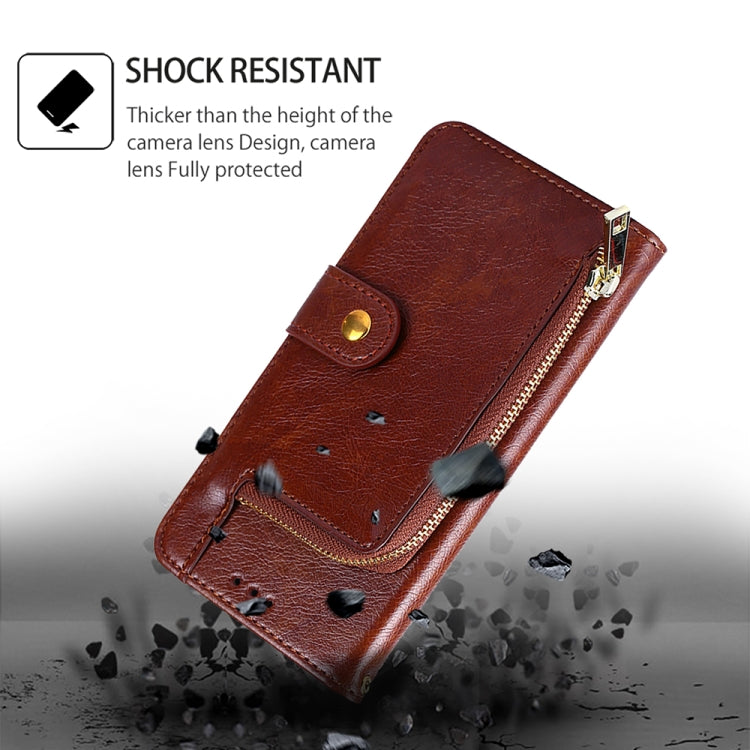 For Samsung Galaxy S24 5G Zipper Bag Leather Phone Case(Brown) - HoMEdemic™ 