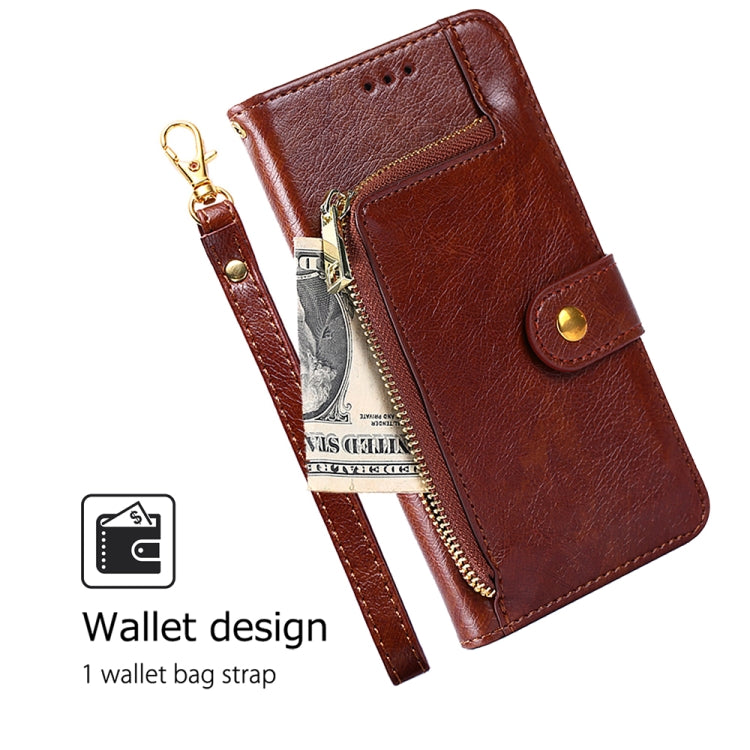 For Samsung Galaxy S24 5G Zipper Bag Leather Phone Case(Brown) - HoMEdemic™ 