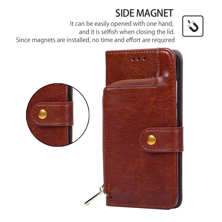 For Samsung Galaxy S24 5G Zipper Bag Leather Phone Case(Brown) - HoMEdemic™ 