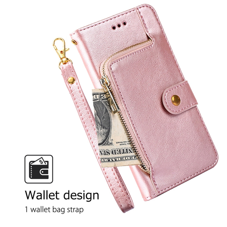 For Samsung Galaxy S24 5G Zipper Bag Leather Phone Case(Rose Gold) - HoMEdemic™ 