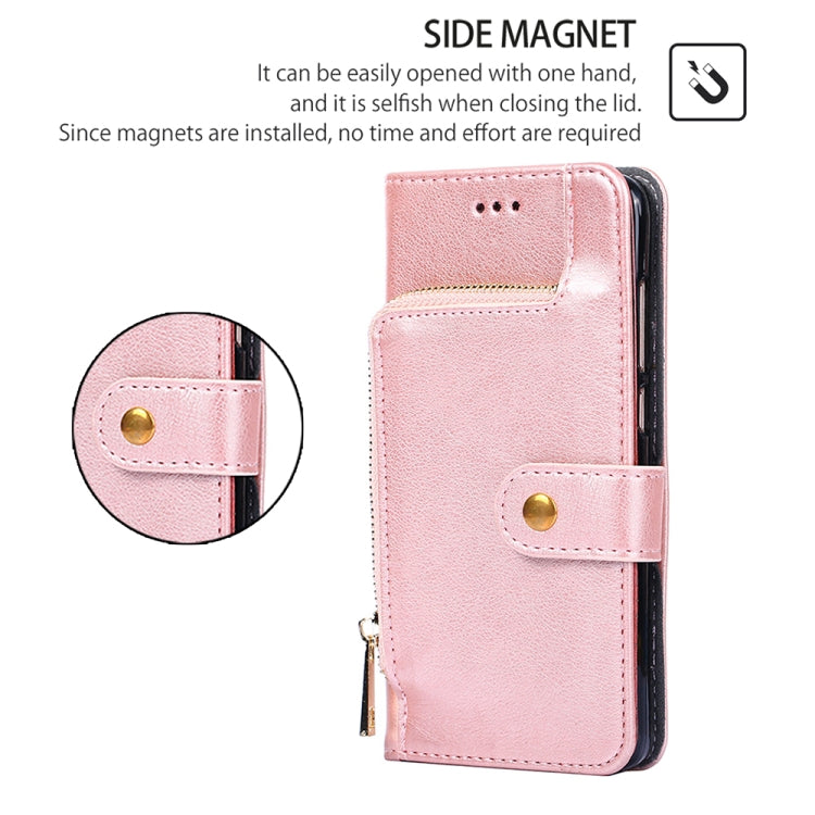 For Samsung Galaxy S24 5G Zipper Bag Leather Phone Case(Rose Gold) - HoMEdemic™ 