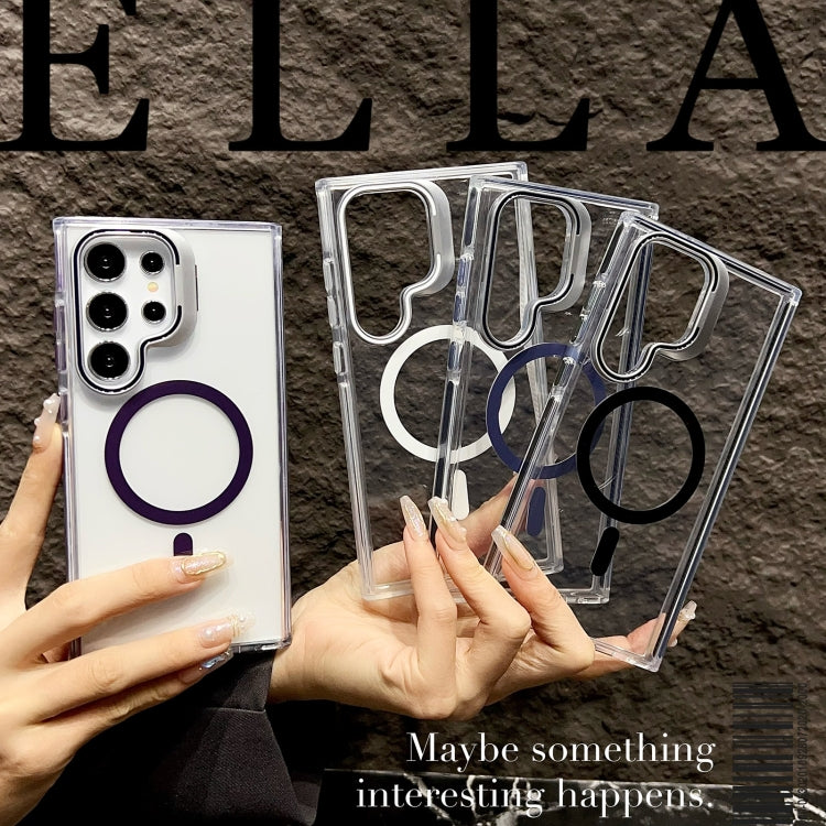 For Samsung Galaxy S24 J2 High Transparent MagSafe Magnetic Frame Holder Phone Case(Dark Purple) - HoMEdemic™ 