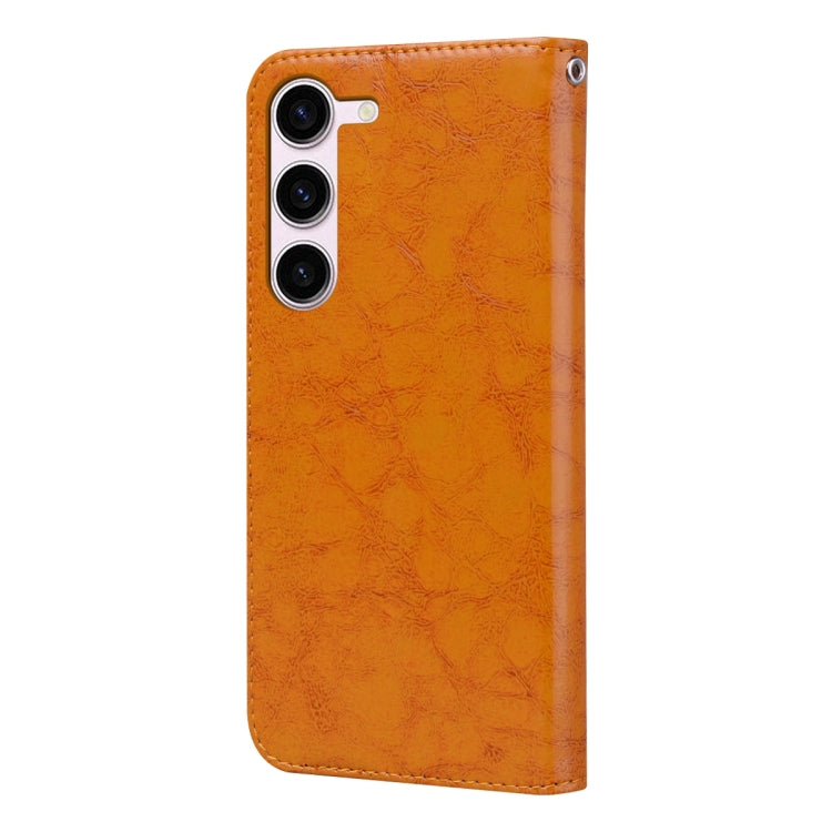 For Samsung Galaxy S24 Oil Wax Texture Shockproof Flip Leather Phone Case(Yellow) - HoMEdemic™ 