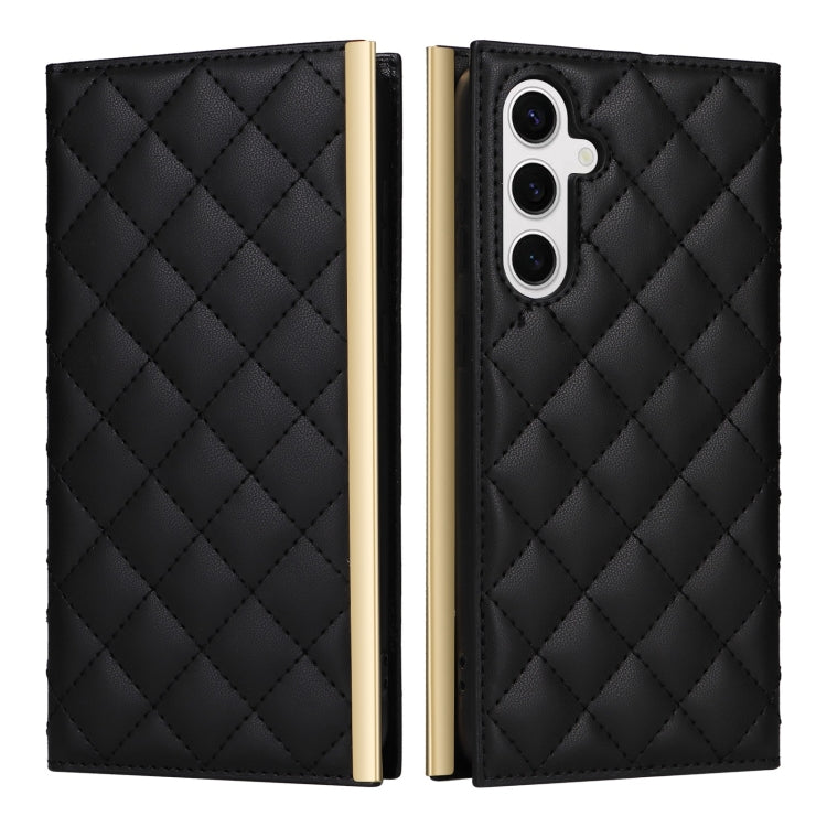 For Samsung Galaxy S24 / S25 5G Crossbody Rhombic Sucker Leather Phone Case(Black) - HoMEdemic™ 